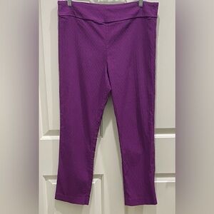 Margaret M Purple Jacquard Texured M Modern Classic Everyday Chic Slimming Pants